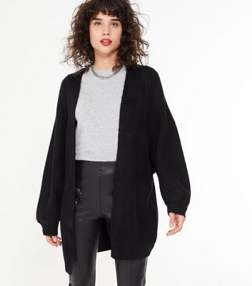 thick black knitted cardigan