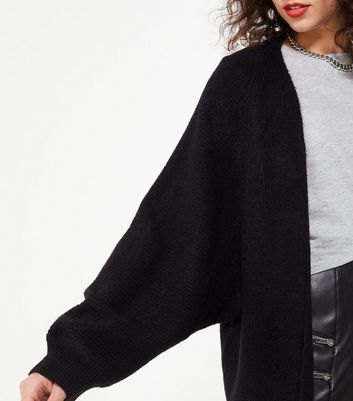 black ribbed long cardigan