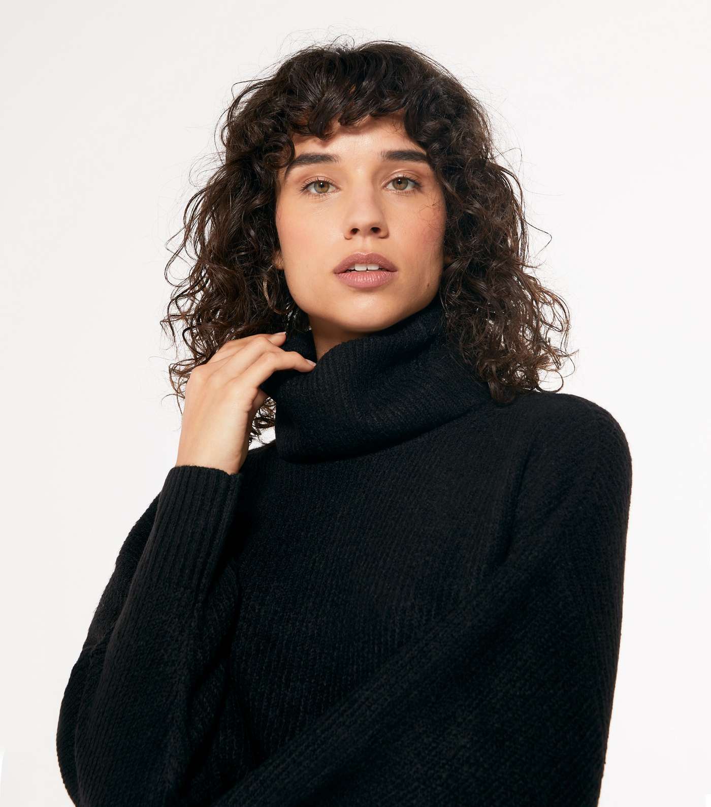 Black Slouchy Roll Neck Jumper Image 3