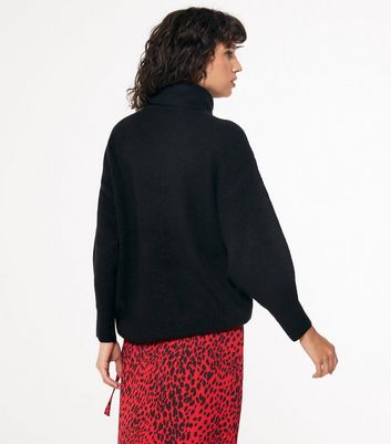 Black Slouchy Roll Neck Jumper | New Look