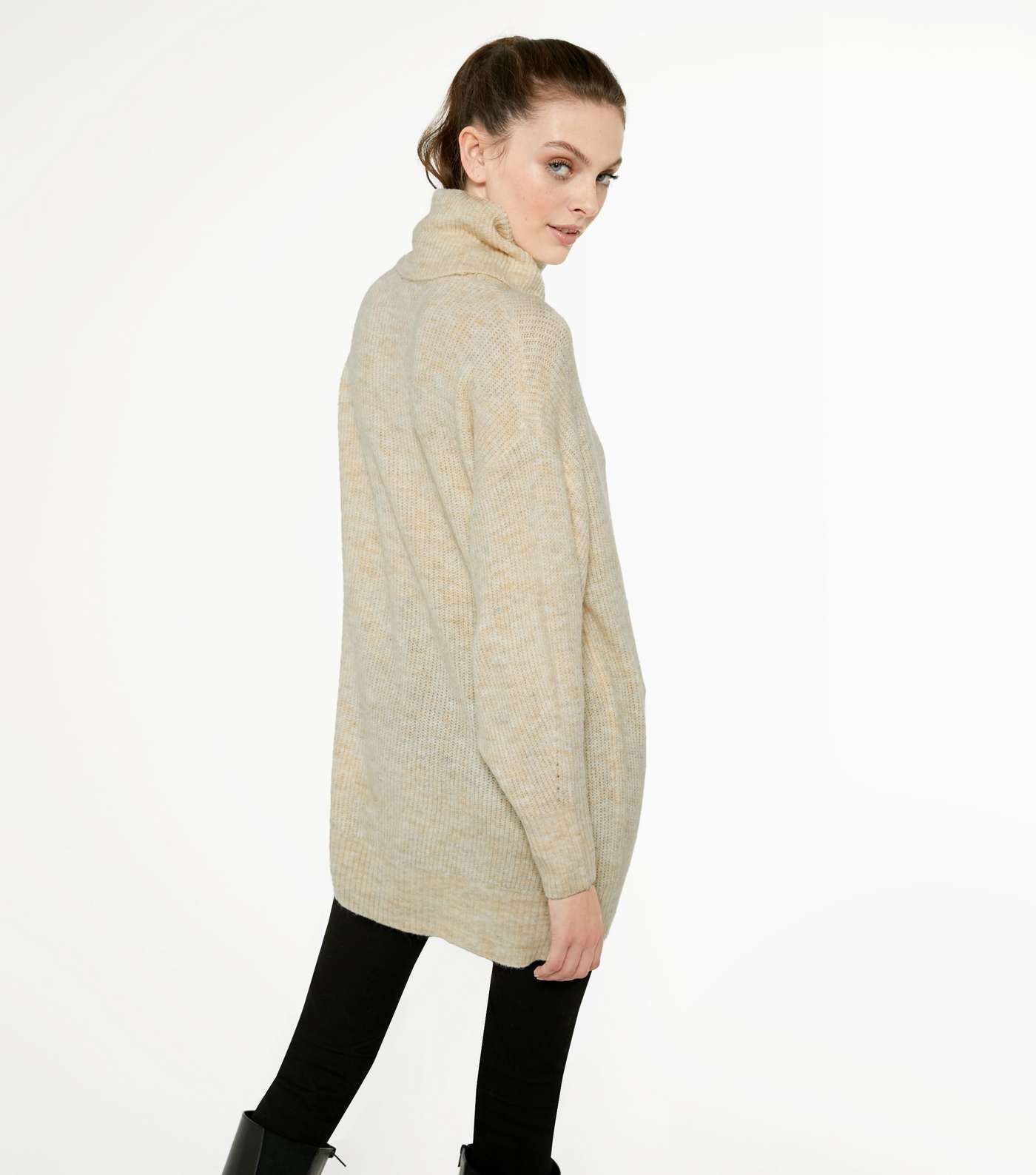 Cream Slouchy Roll Neck Jumper Image 4