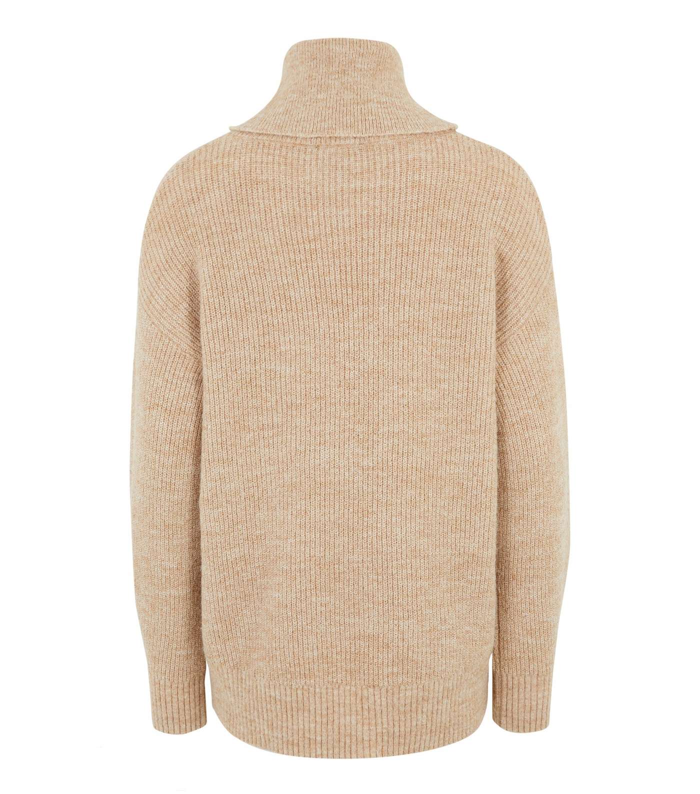 Camel Slouchy Roll Neck Jumper Image 2