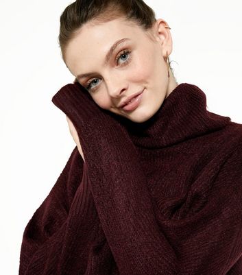 Burgundy polo neck jumper womens hotsell