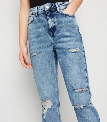 acid wash ripped mom jeans