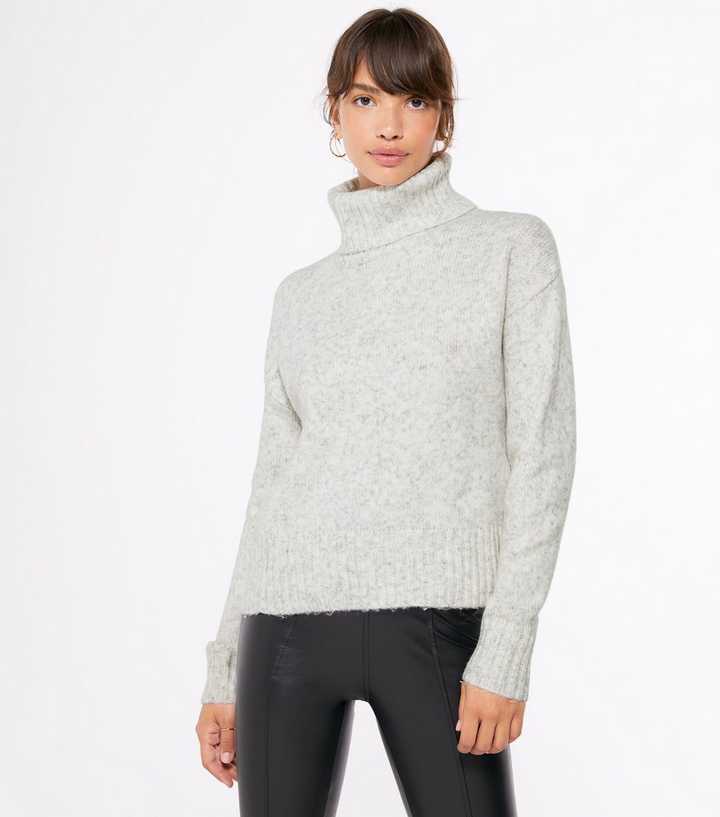 Light Grey Boxy Roll Neck Jumper