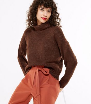 dark brown roll neck jumper