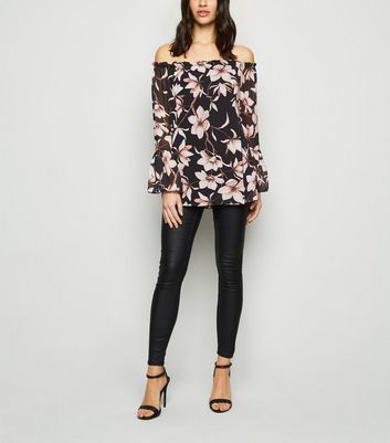 black chiffon bardot top