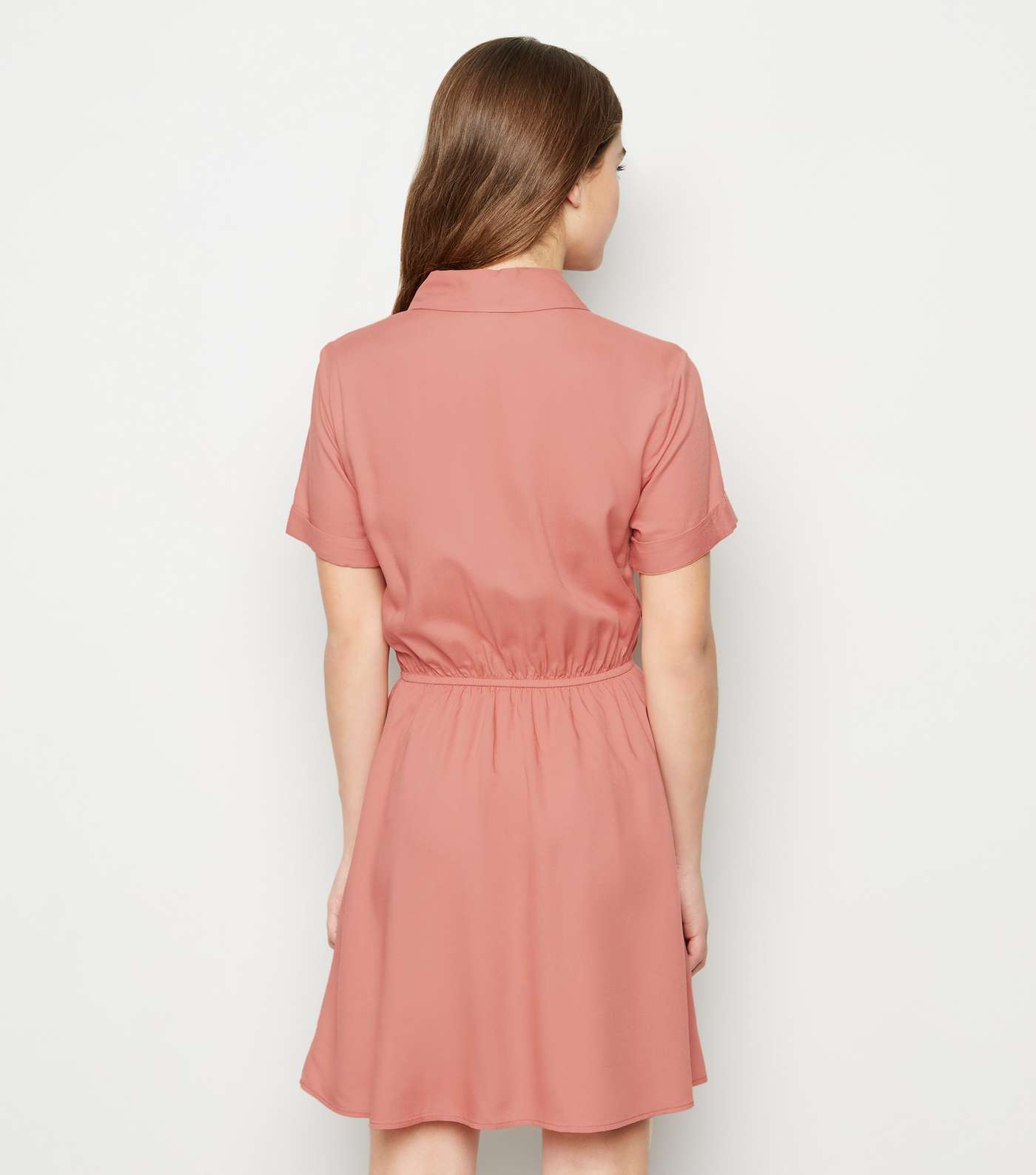 Girls Deep Pink Utility Shirt Dress Image 3