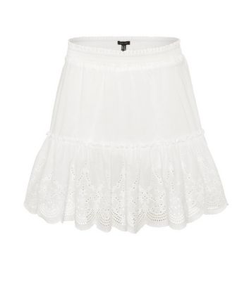 White Broderie Tiered Mini Skirt | New Look