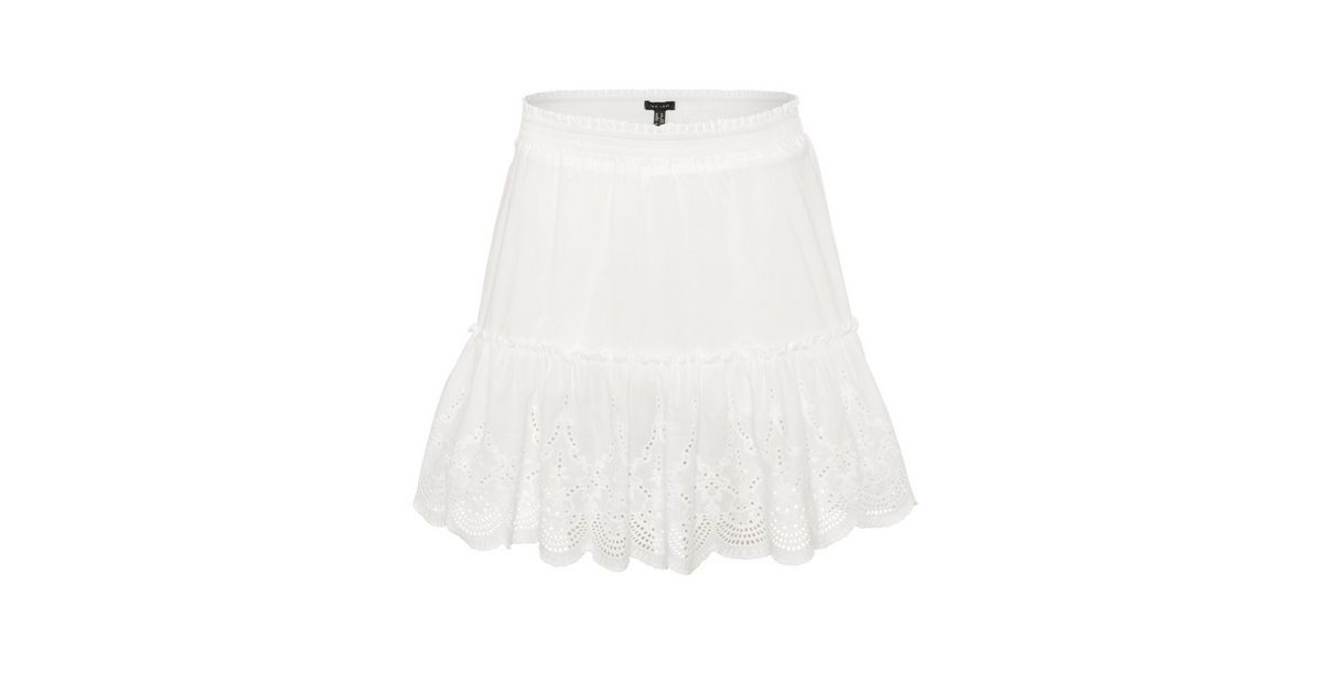 White Broderie Tiered Mini Skirt | New Look