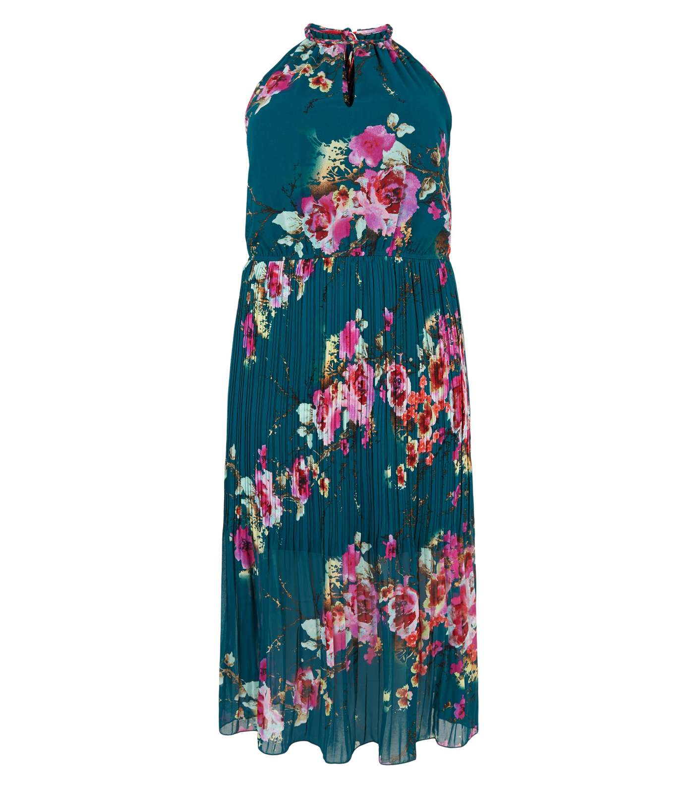 Blue Vanilla Curves Teal Floral Midi Dress Image 4