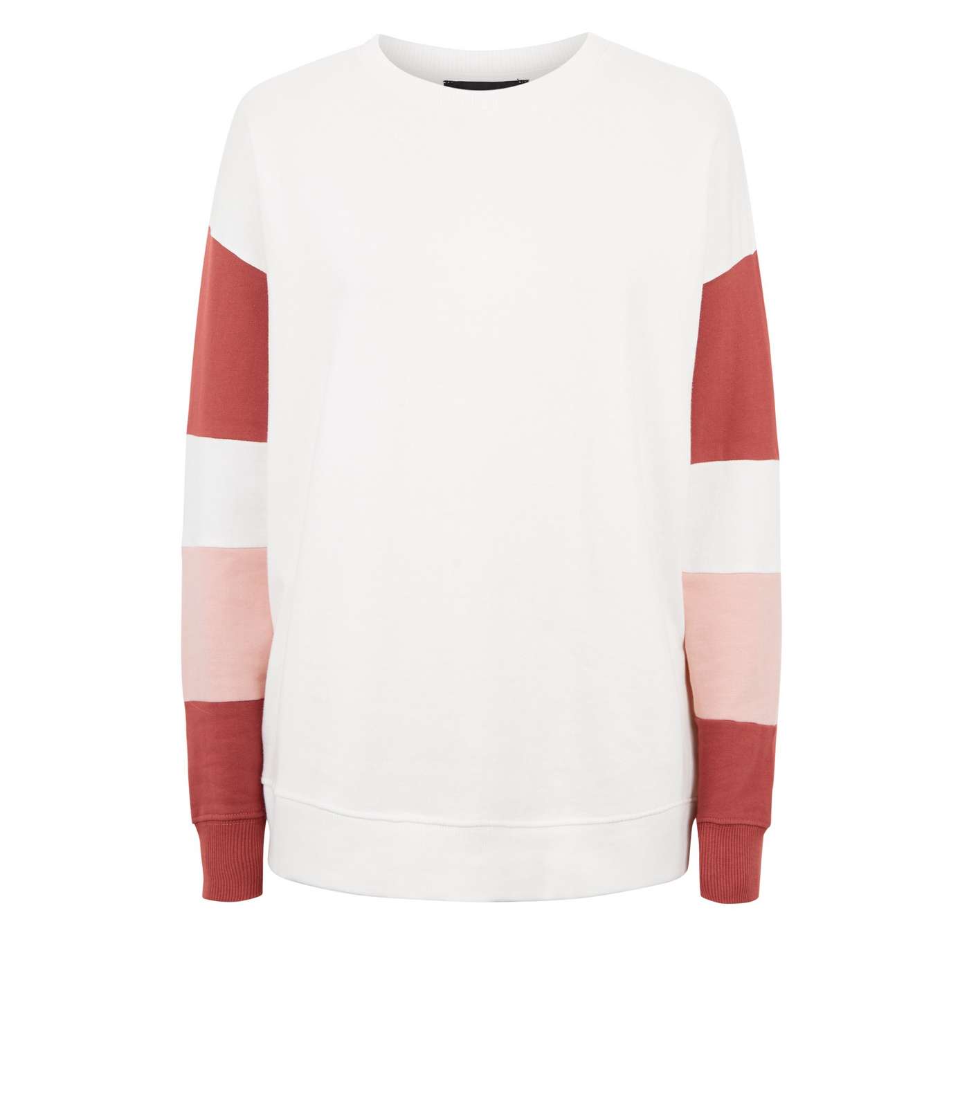 Pink Colour Block Stripe Sleeve Sweatshirt Image 4