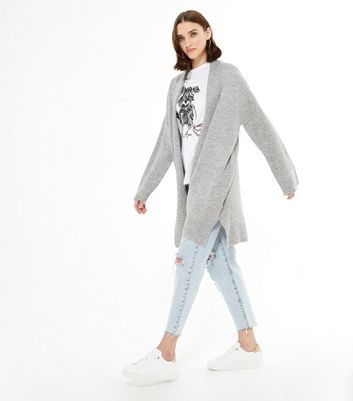 long grey ribbed cardigan