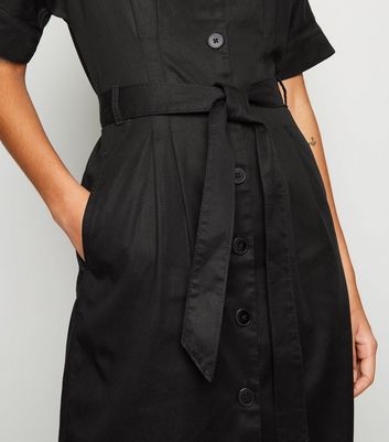 black belted denim dress