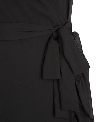 black v neck ruffle dress