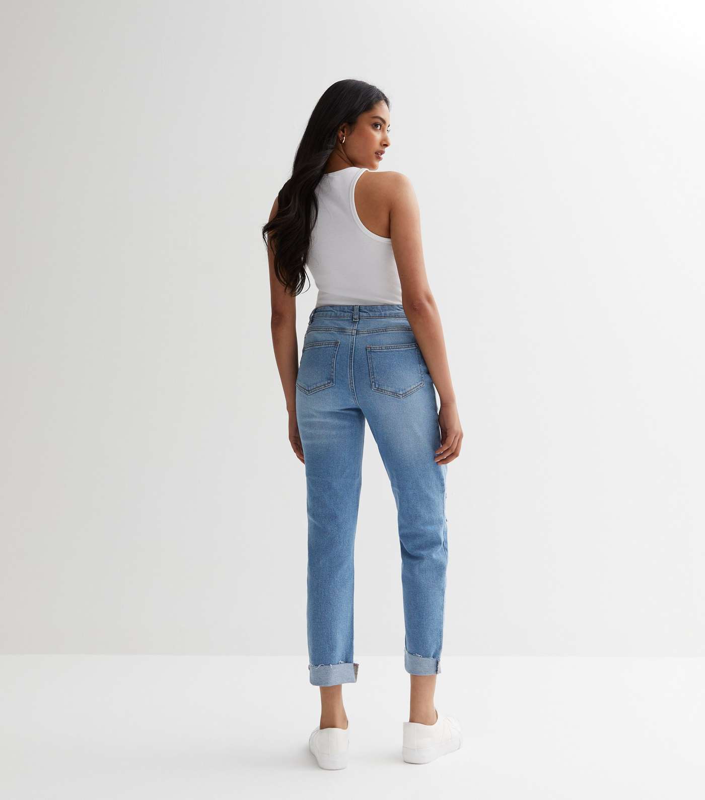 Urban Bliss Blue Ripped Straight Leg Jeans Image 4