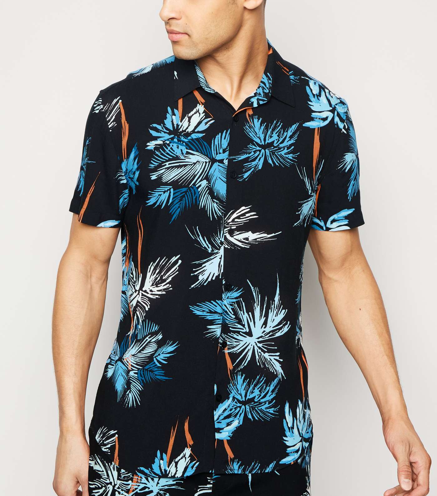 Blue Tropical Print Lightweight Shirt