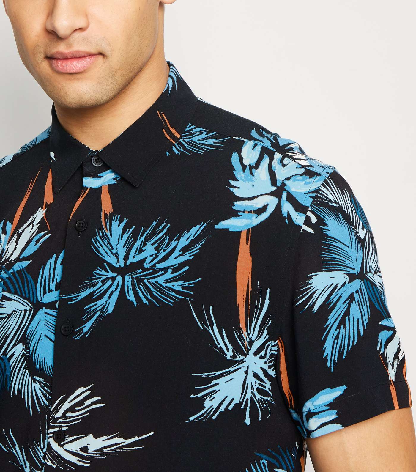 Blue Tropical Print Lightweight Shirt Image 5