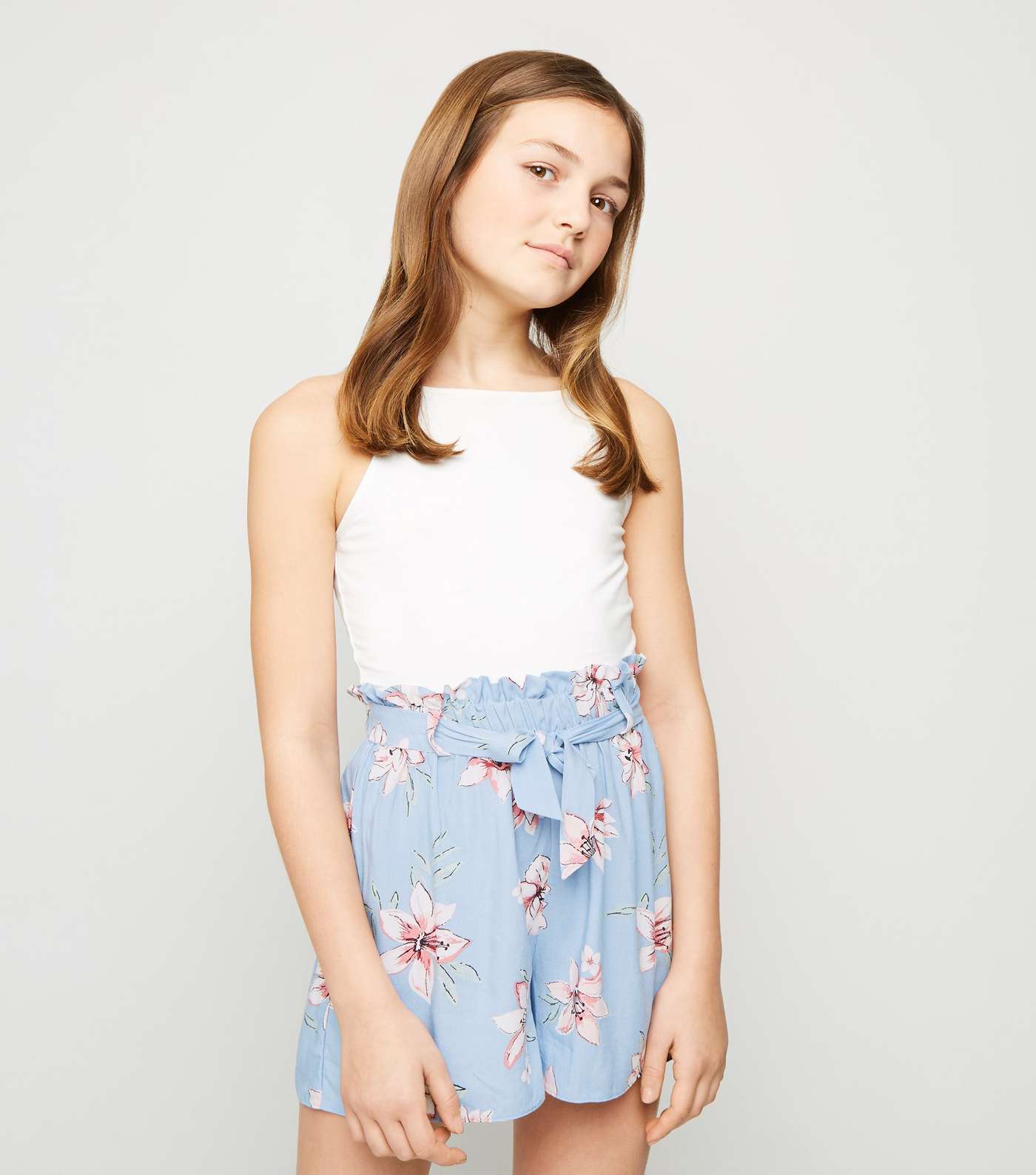 Girls Blue Tropical Floral Shorts