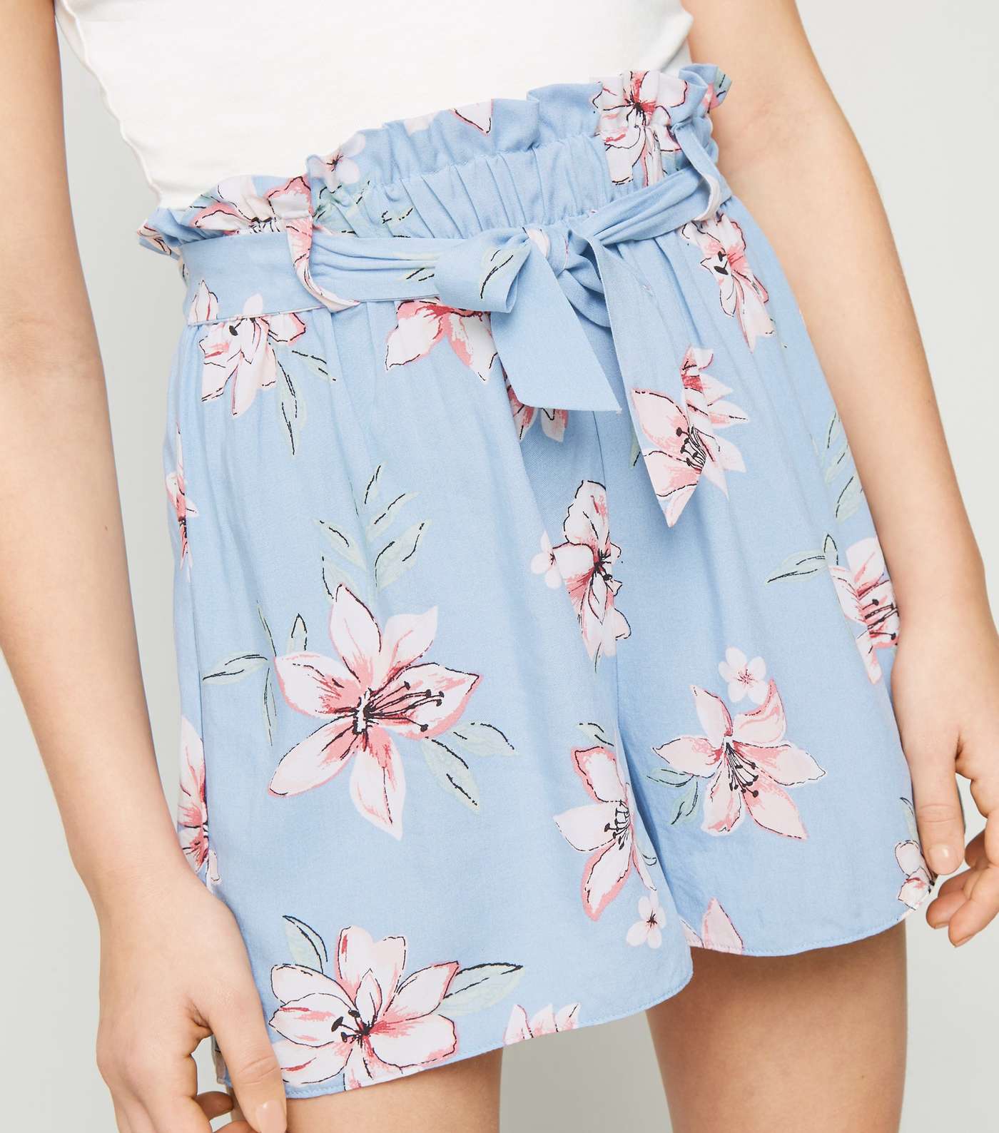 Girls Blue Tropical Floral Shorts Image 5