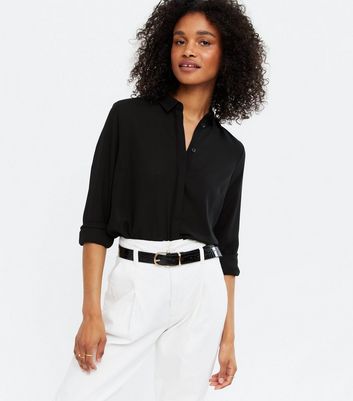 black button up blouse