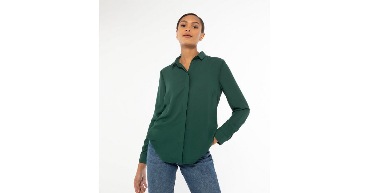 hunter green button down
