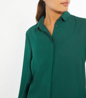 Dark Green Long Sleeve Button Up Shirt 