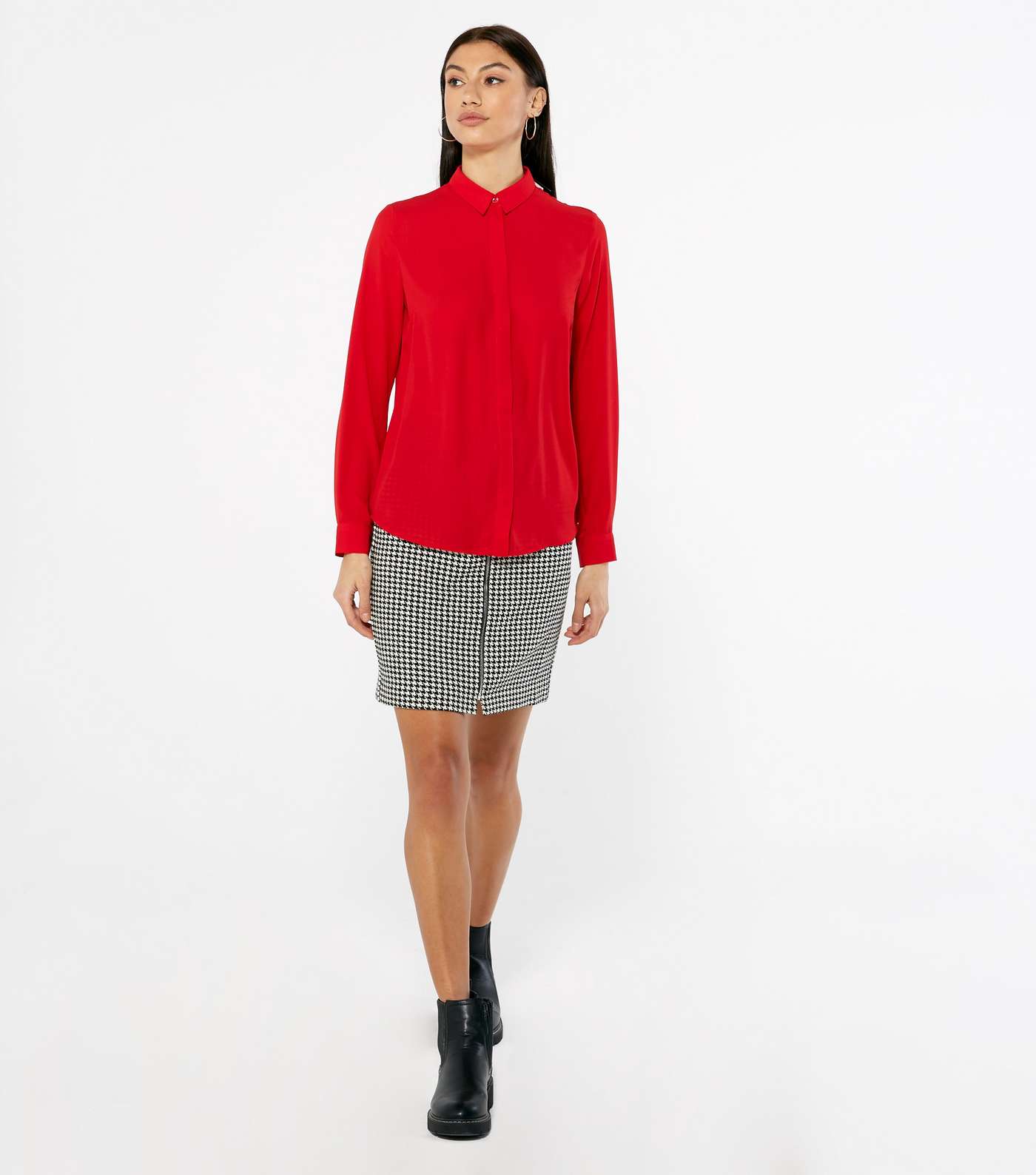Red Long Sleeve Button Up Shirt Image 2