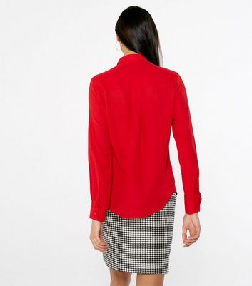 Womens red long sleeve button best sale up shirt