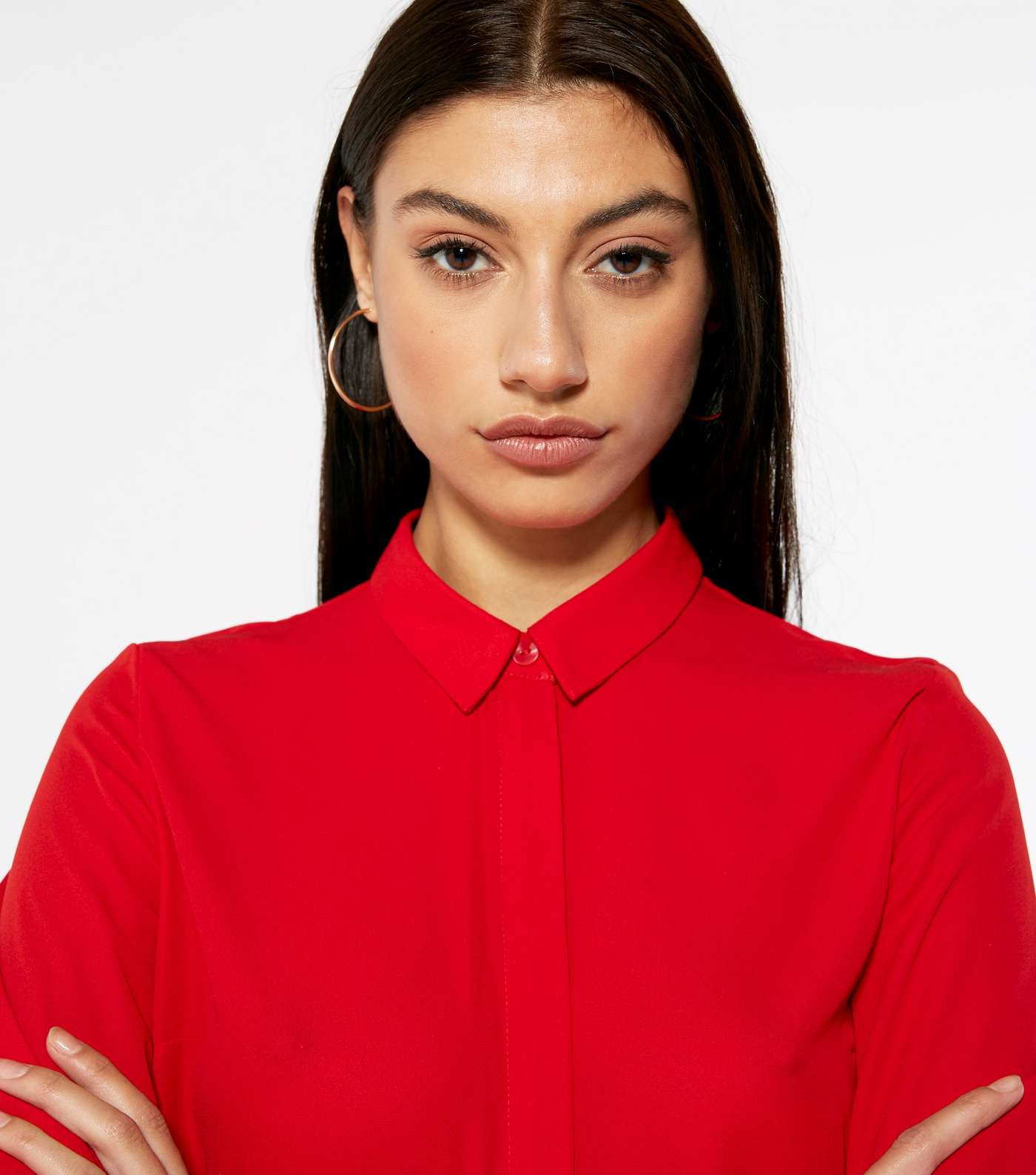 Red Long Sleeve Button Up Shirt Image 4