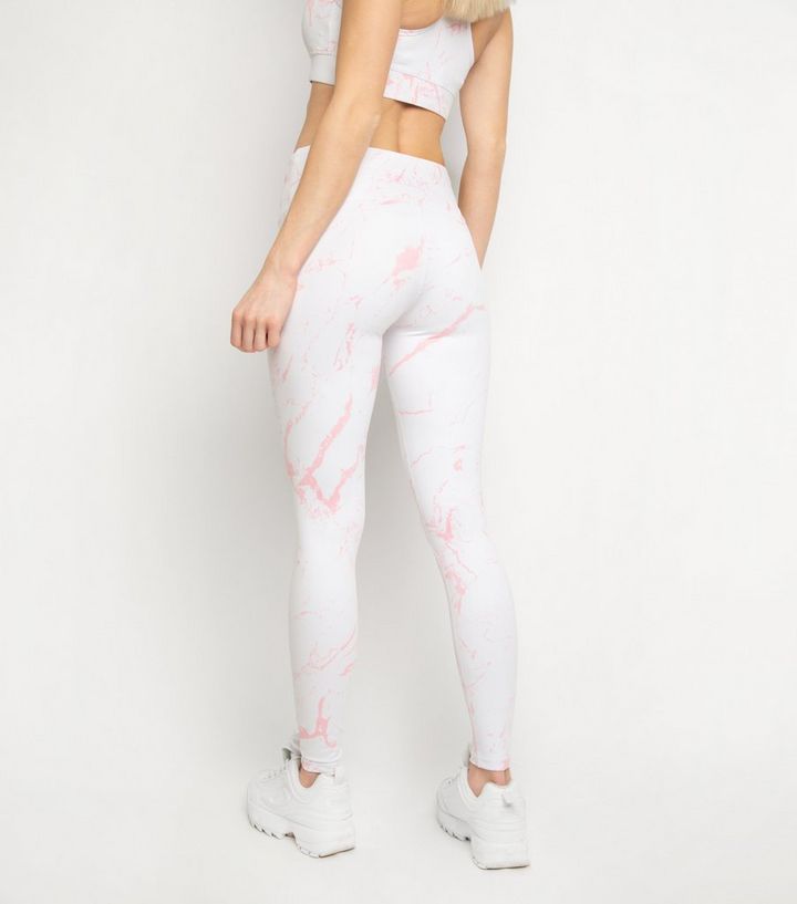 Sculpt Rosa Marmorierte Sport Leggings New Look