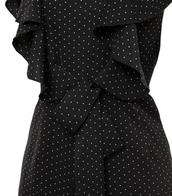 black and white polka dot frill dress