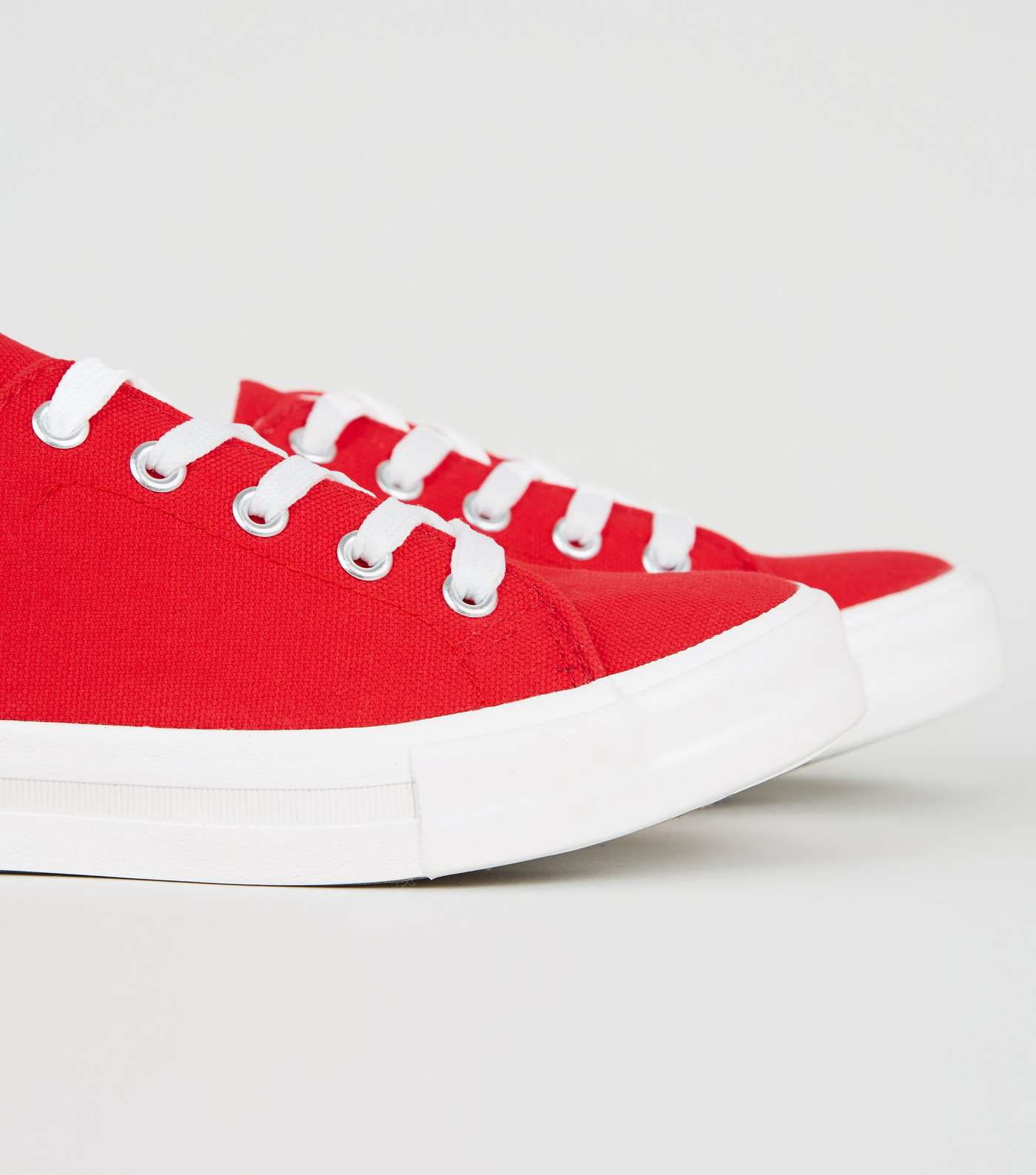 Girls Red Canvas Trainers Image 4