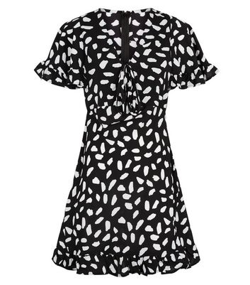 black and white spot frill dress