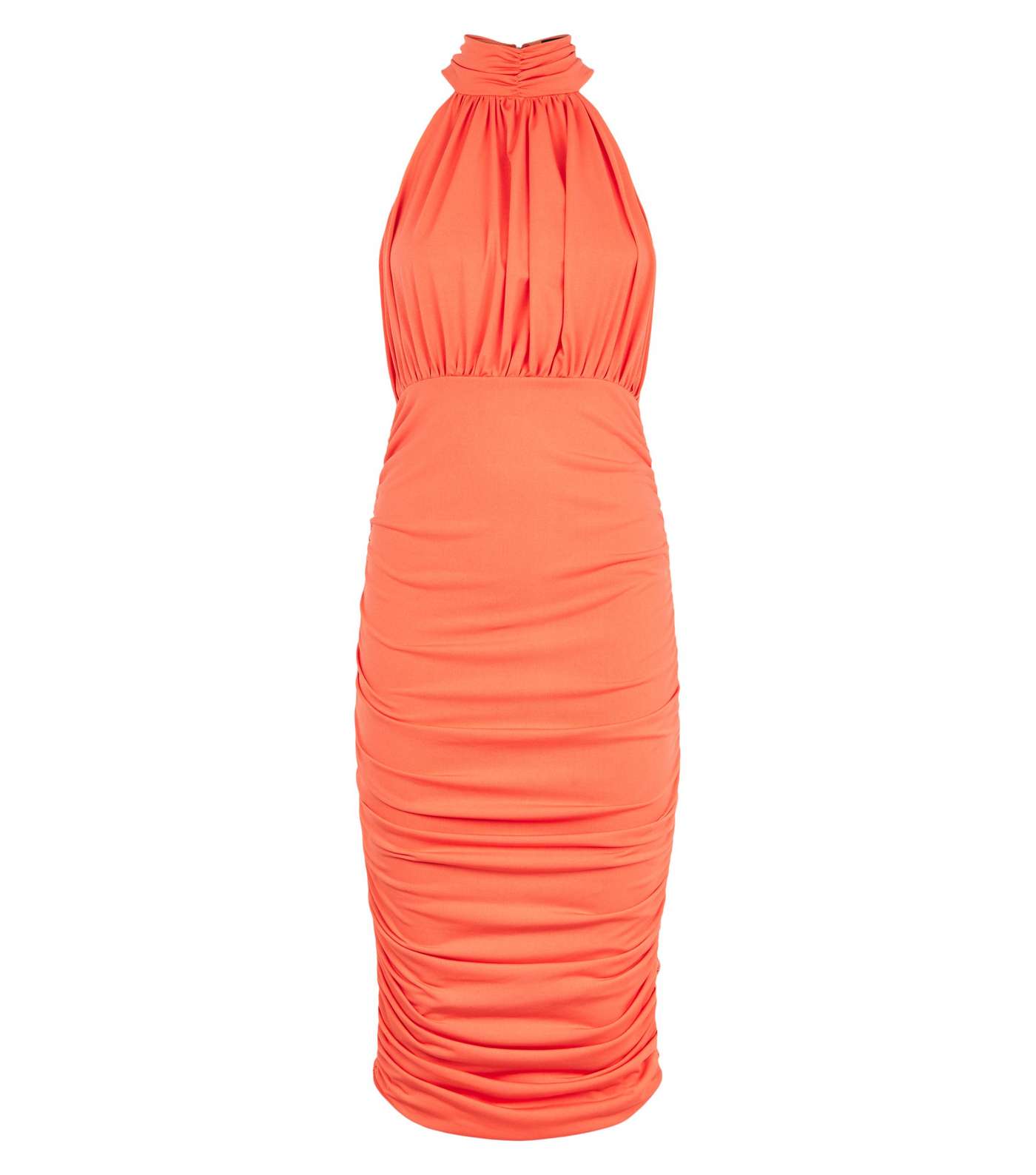 AX Paris Coral High Neck Ruched Bodycon Dress Image 3