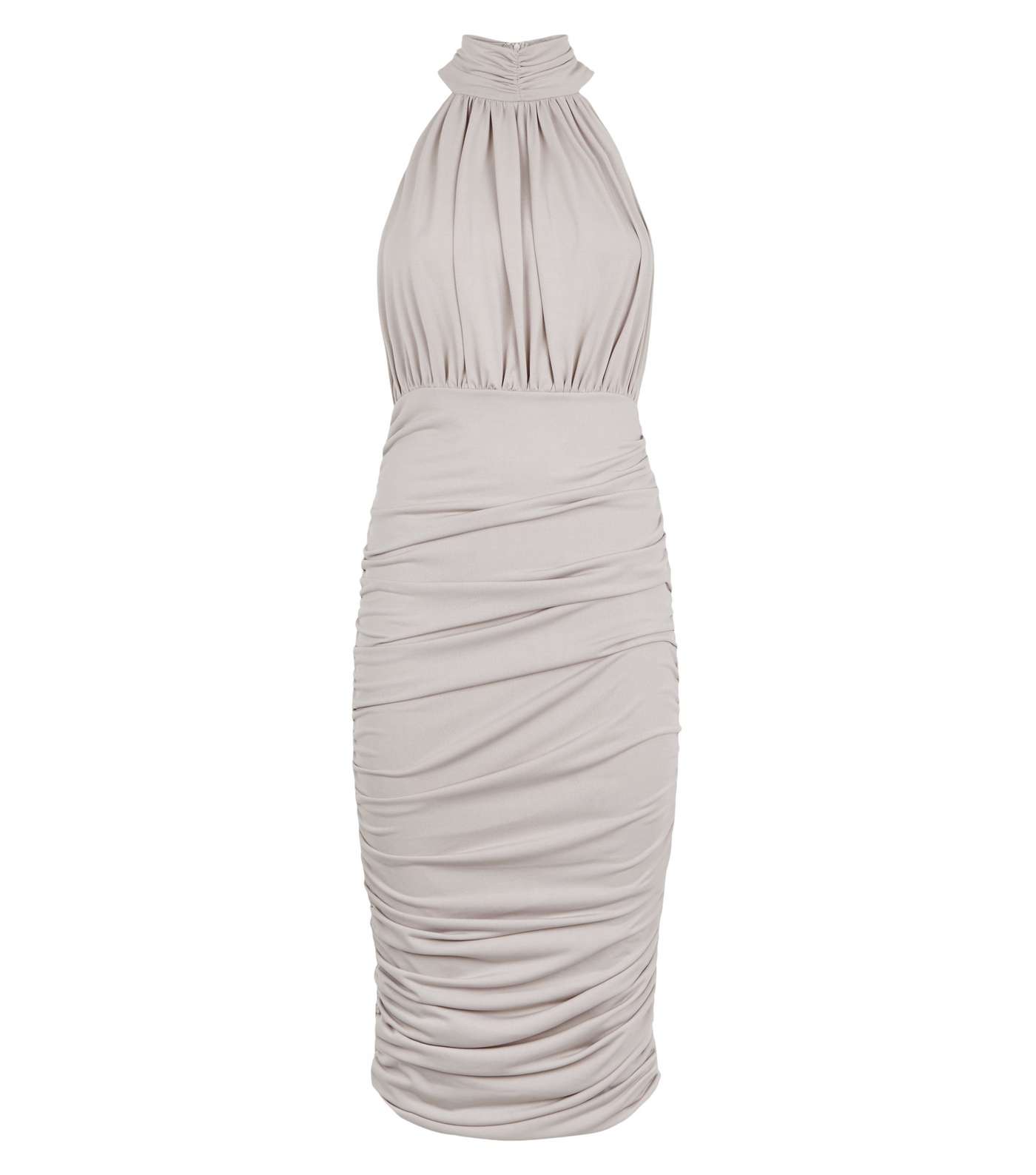 AX Paris Silver High Neck Ruched Bodycon Dress Image 4