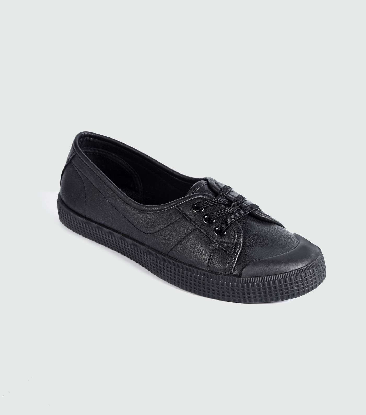Girls Black Lace Up Trainers