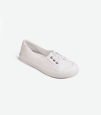 new look white canvas trainers