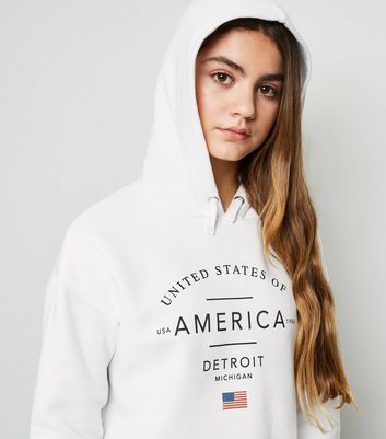 white slogan hoodie