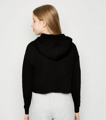 Cropped slogan outlet hoodie