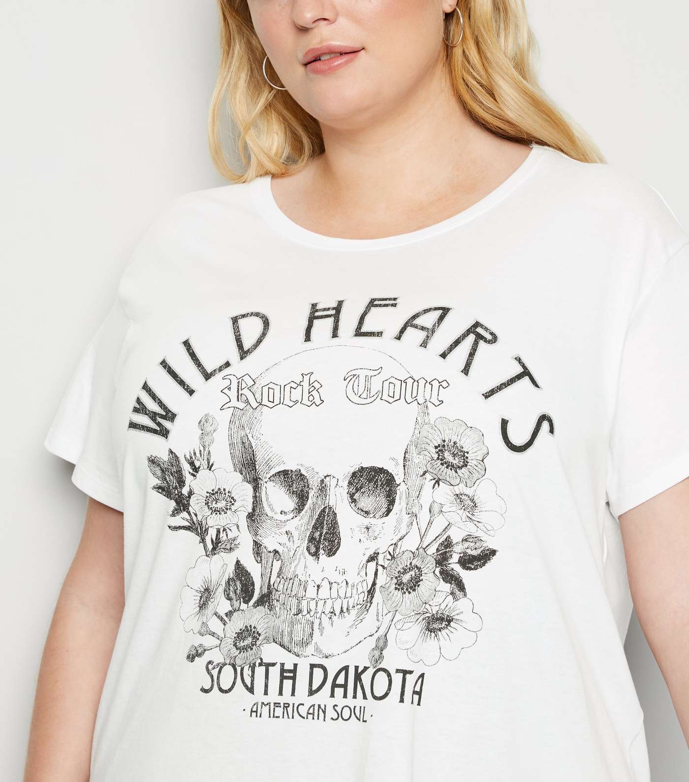 Curves White Wild Hearts Rock Slogan T-Shirt Image 5