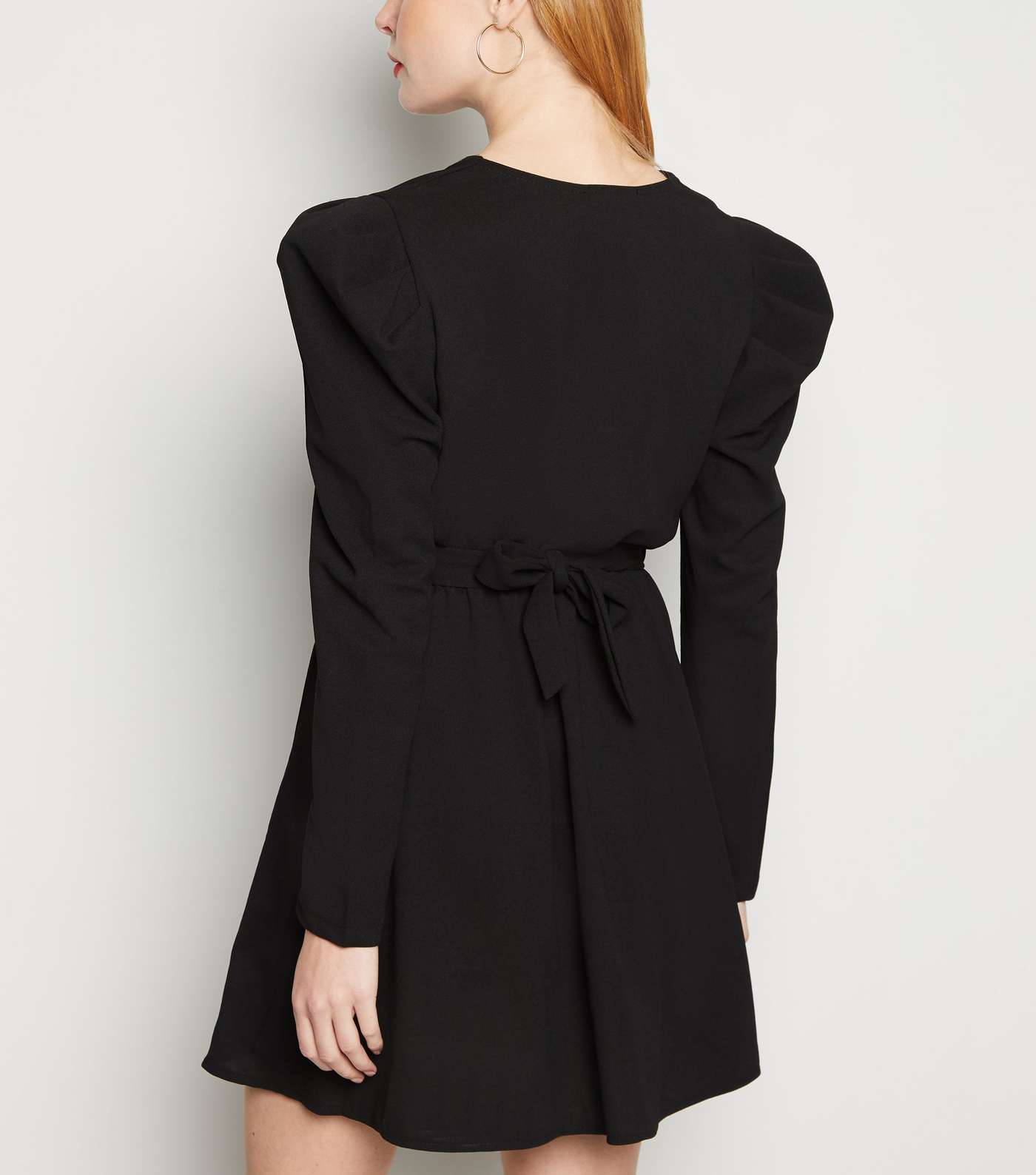 Cameo Rose Black Puff Sleeve Belted Mini Dress Image 3