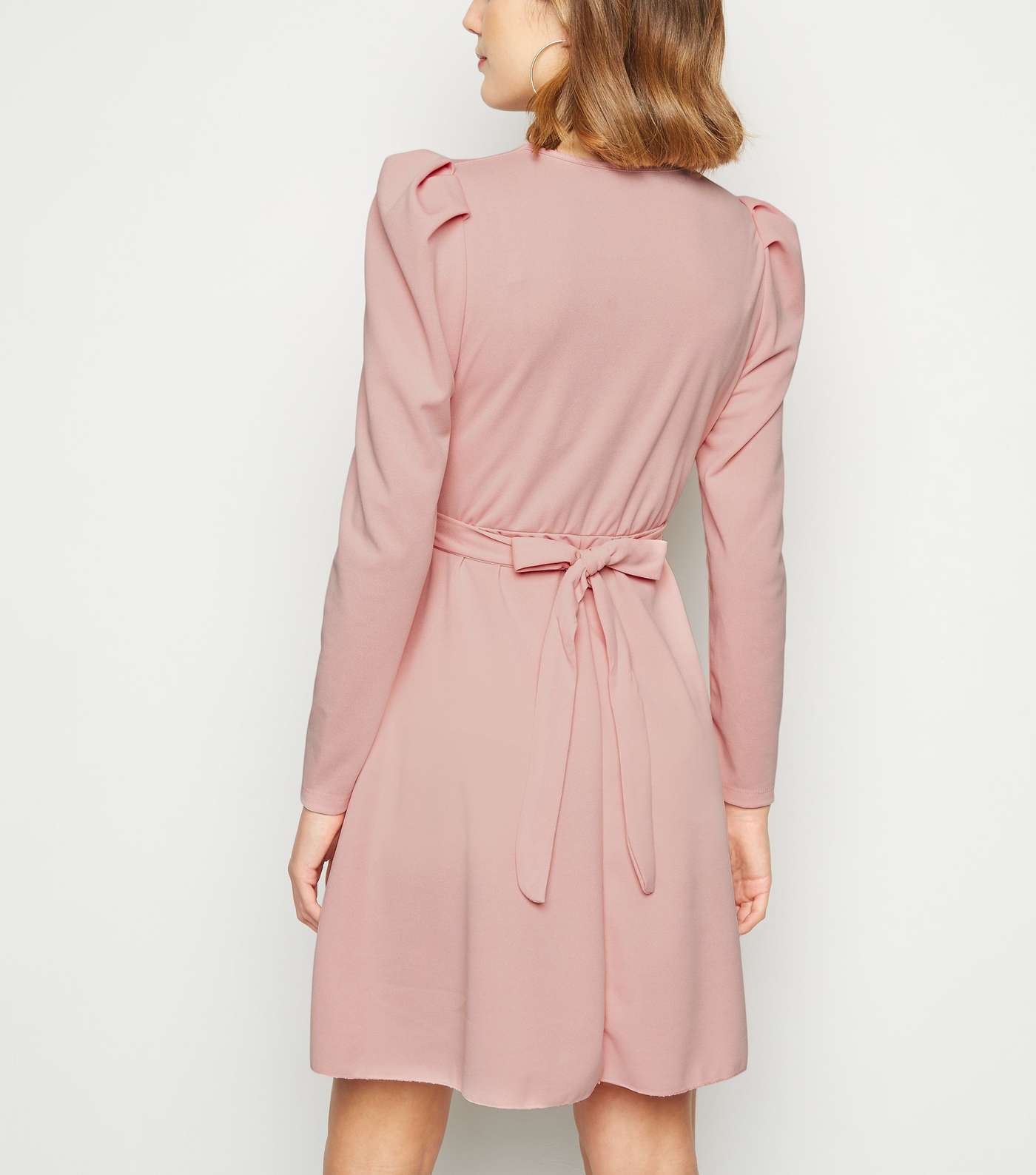 Cameo Rose Pale Pink Puff Sleeve Belted Mini Dress Image 3