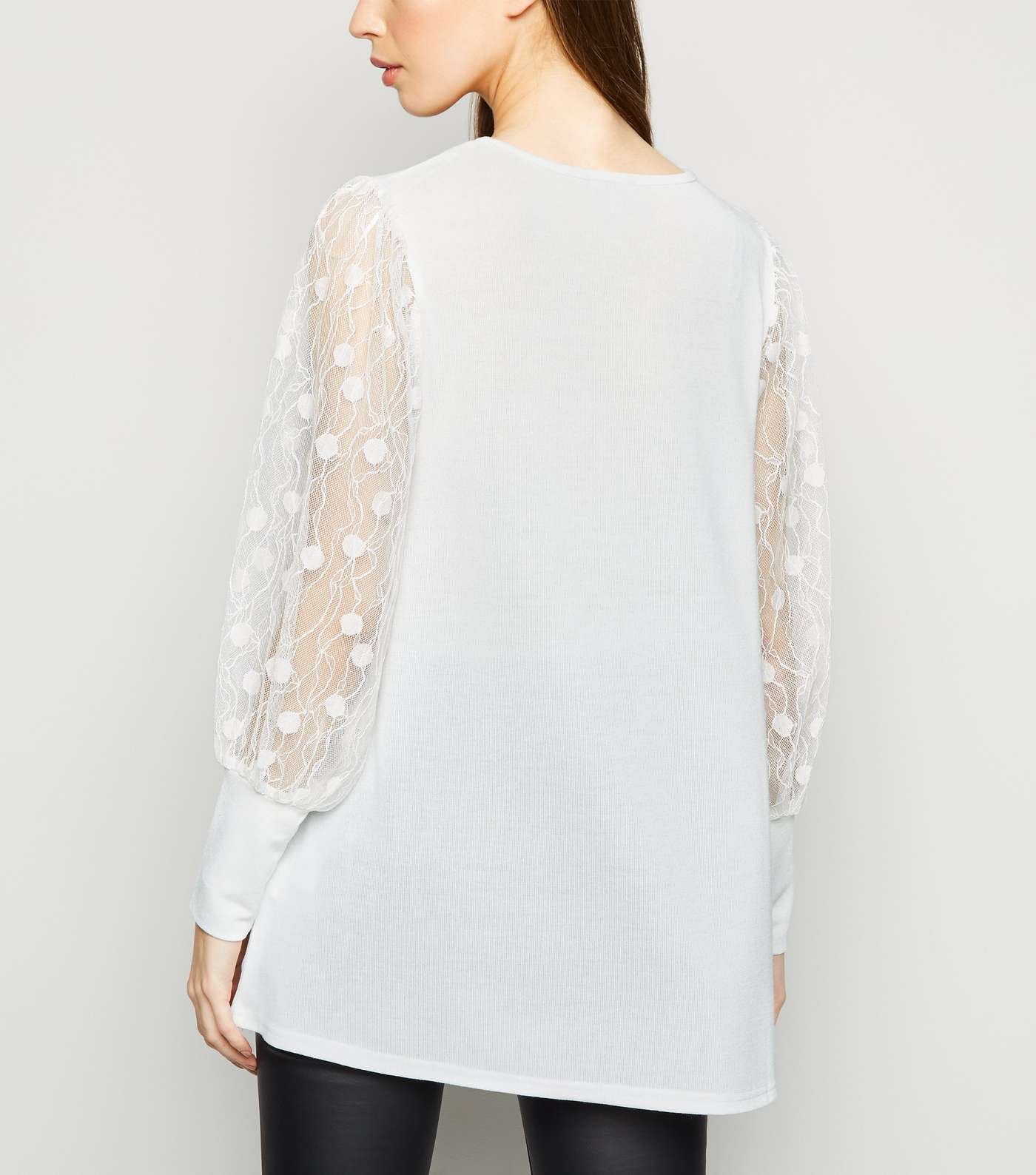 Blue Vanilla Off White Lace Sleeve Top Image 3