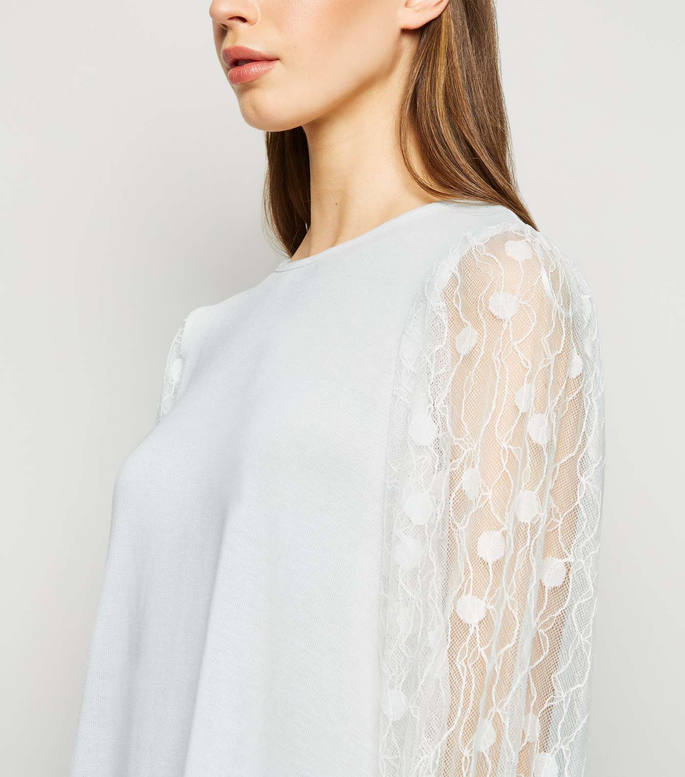 Blue Vanilla Off White Lace Sleeve Top Image 5