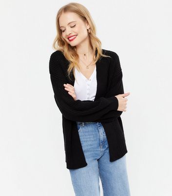 black knit cardigan