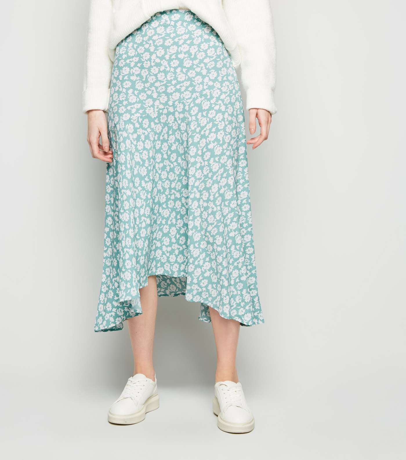 Blue Vanilla Pale Blue Floral Midi Skirt Image 2