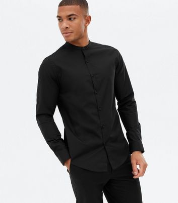 Black Grandad Poplin Shirt | New Look