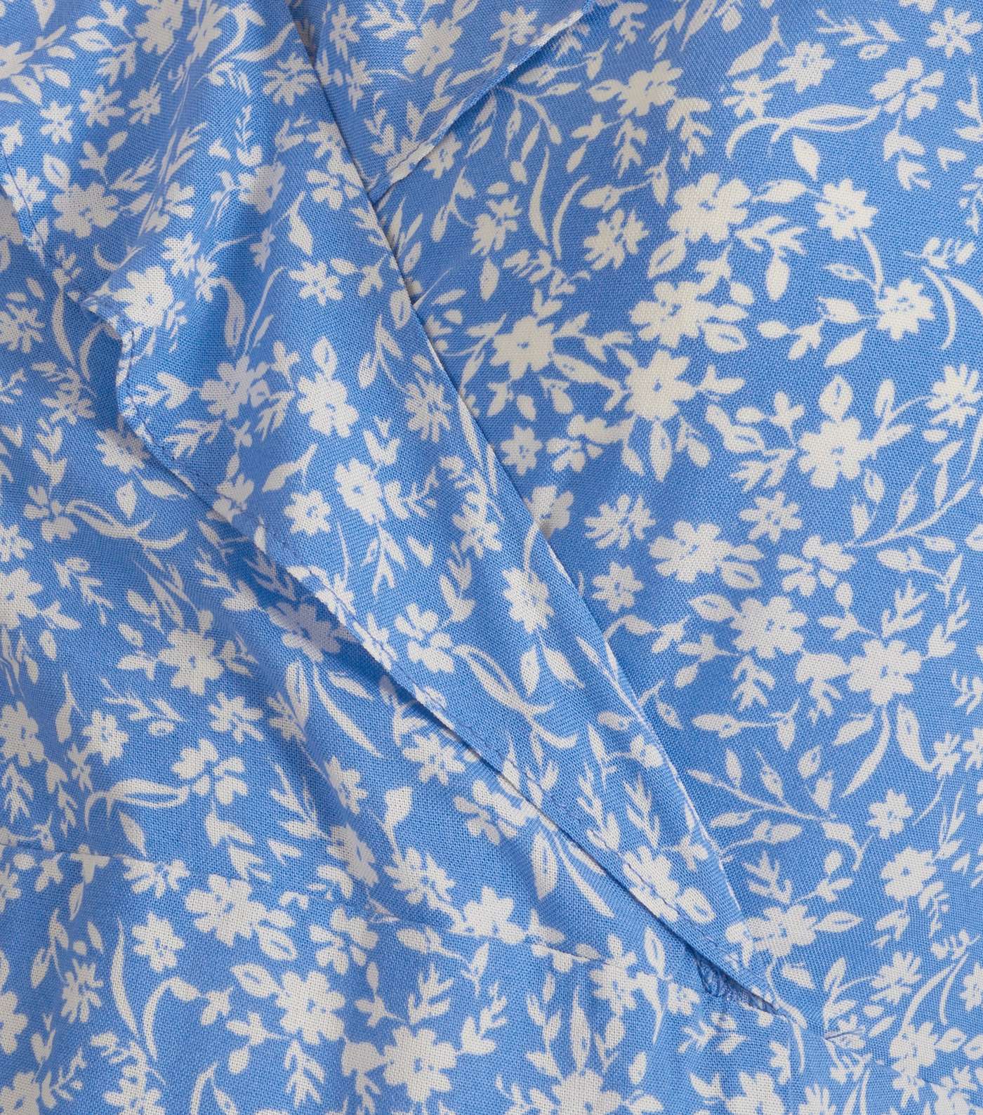 Maternity Blue Floral Ruffle Midi Dress  Image 3