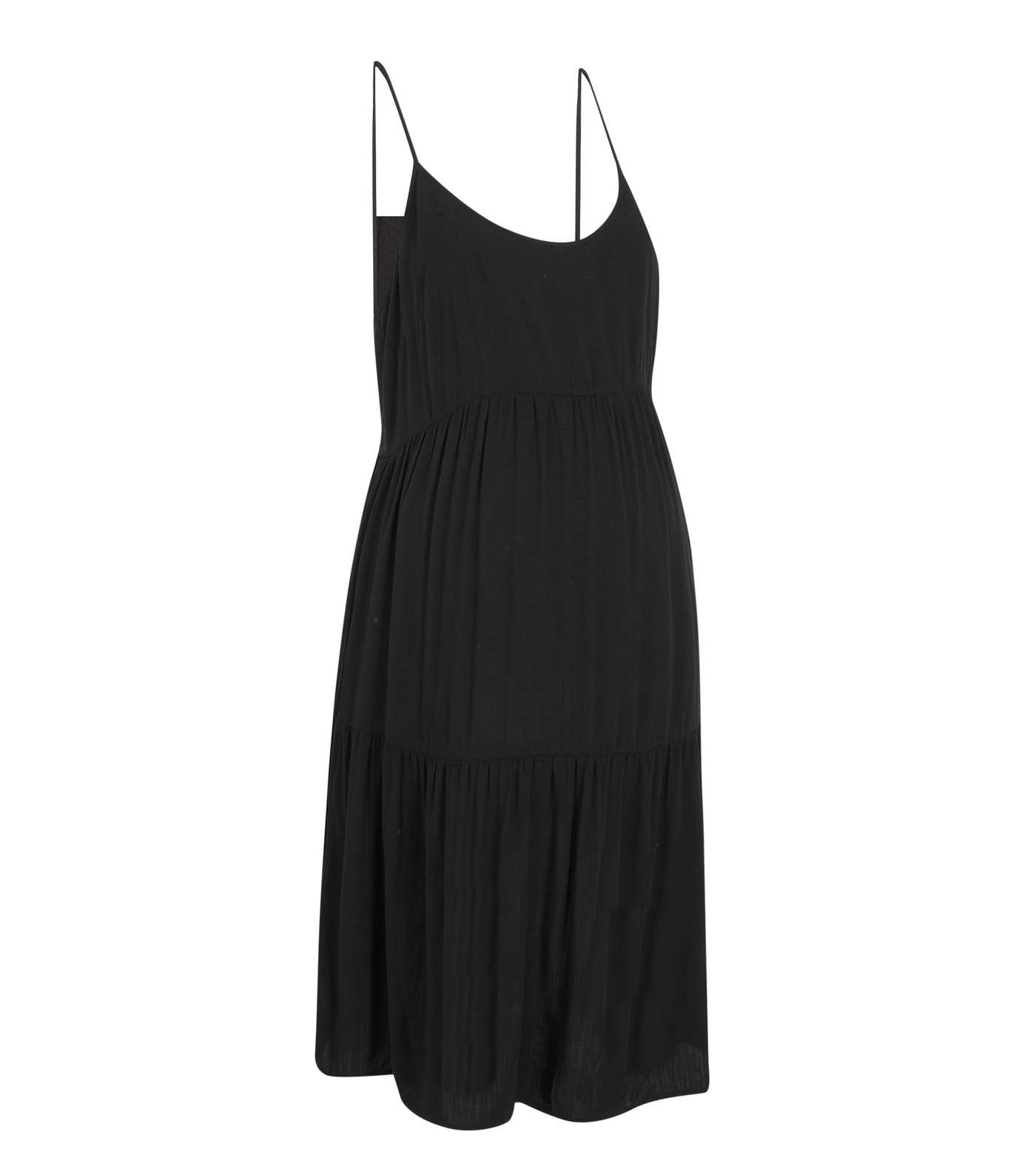 Maternity Black Strappy Tiered Mini Dress Image 5